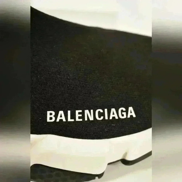 BALENCIAGA Black White Neoprene Rubber Womens Knit Speed Sneaker 7US Italy - Picture 4 of 6